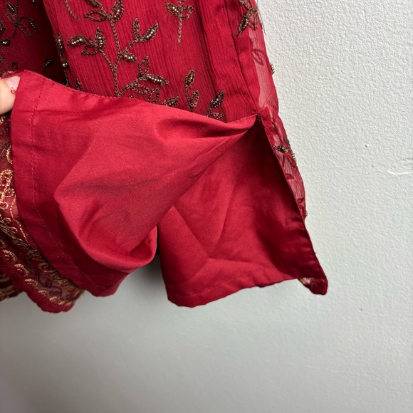 Vintage Express silk slip dress beaded Jrs size 9, approx a small - Picture 8 of 16